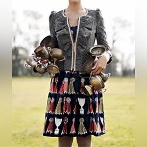 Anthropologie Gray and Navy Dress